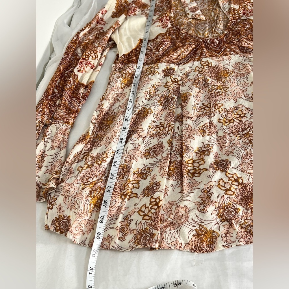 Free People Lady Luck tunic top or mini dress high neck bell sleeve size small - Picture 9 of 11